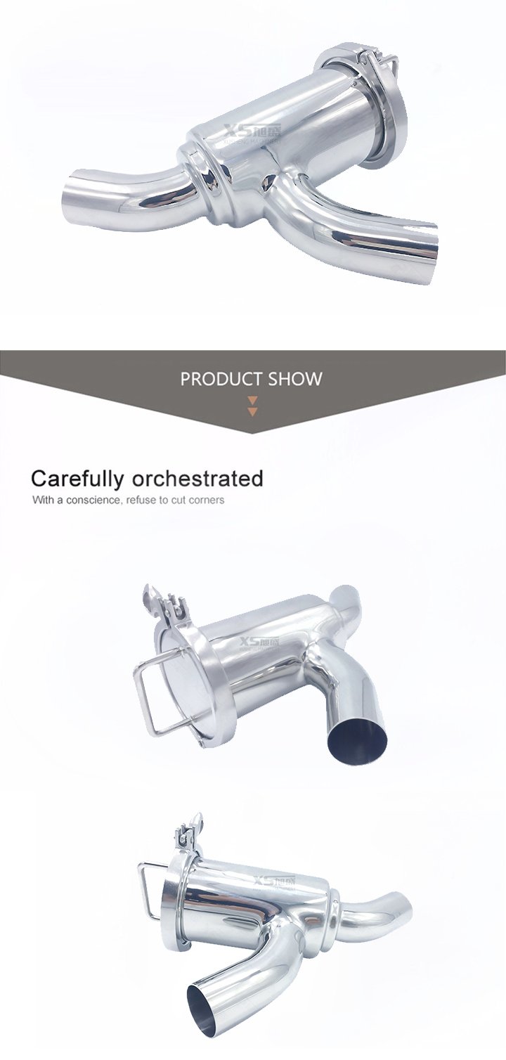 Tipo sanitário de aço inoxidável 90 dobra sem filtro de retenção