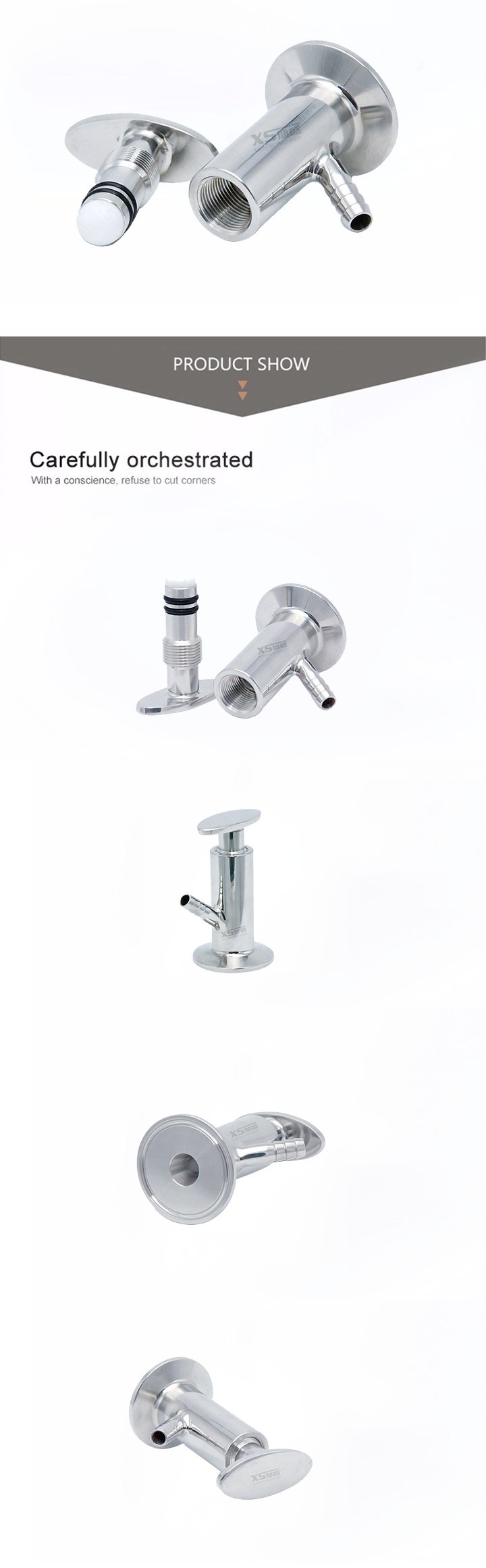 SS316L tri braçadeira de amostragem sanitária válvulas de galo