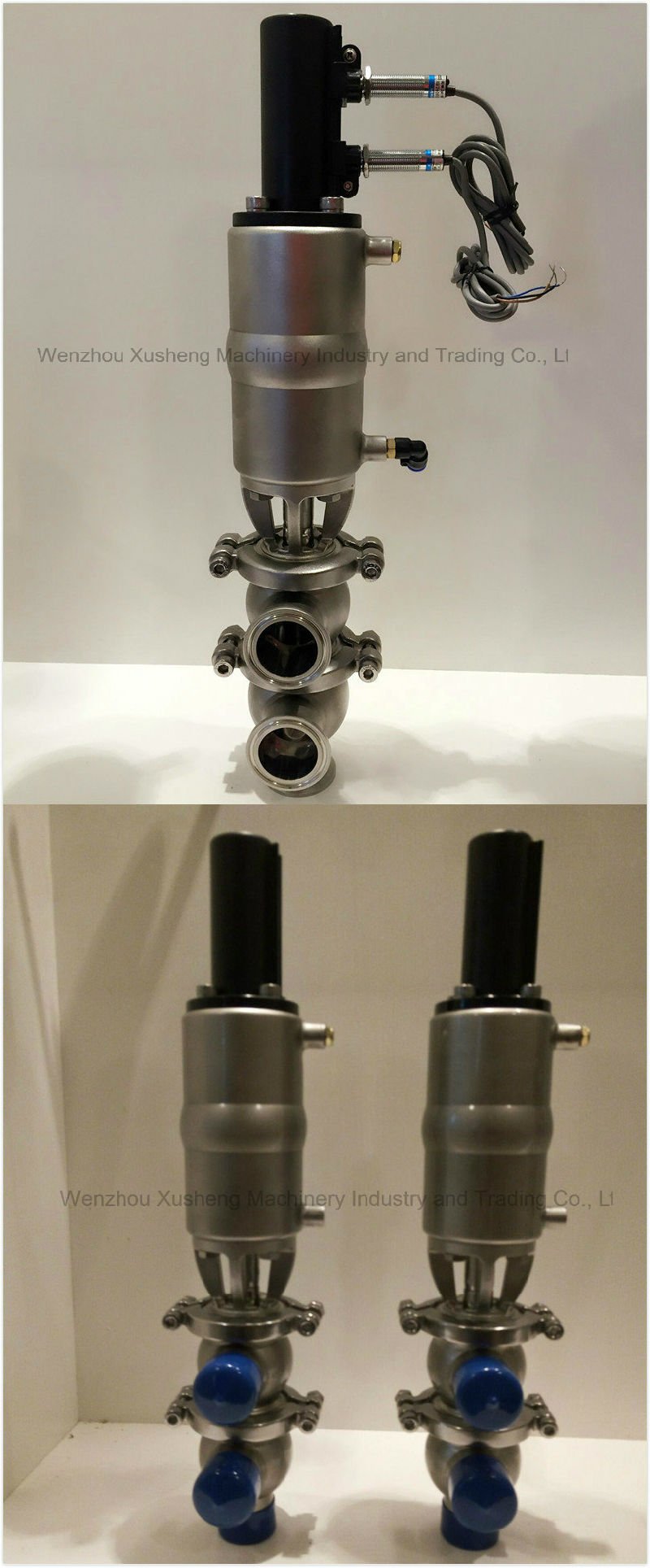 Válvula de desvio de fluxo pneumático de processamento de alimentos SS304 de aço inoxidável