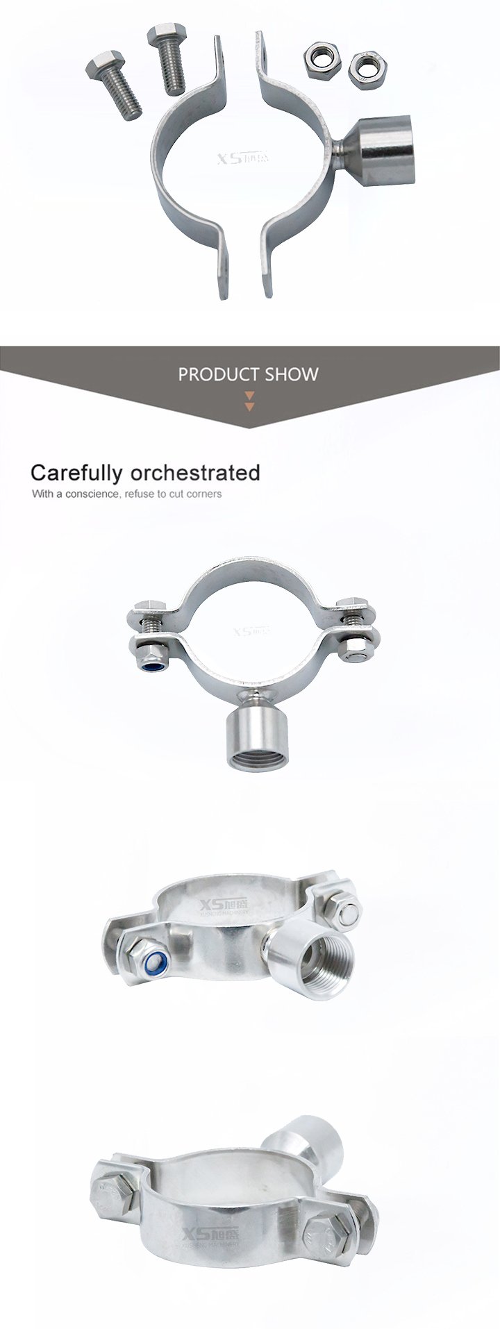 Suporte de tubulação de braçadeira de tubos sanitários de aço inoxidável