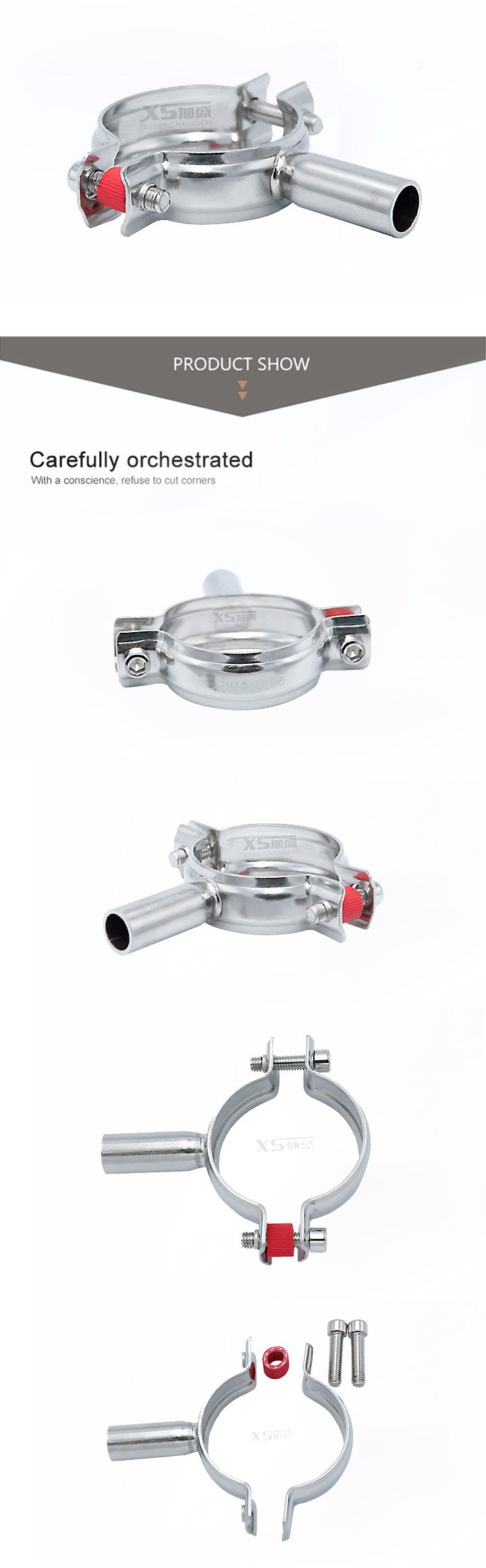 Suporte de tubulação de tubulação de aço inoxidável SS304 com tubo