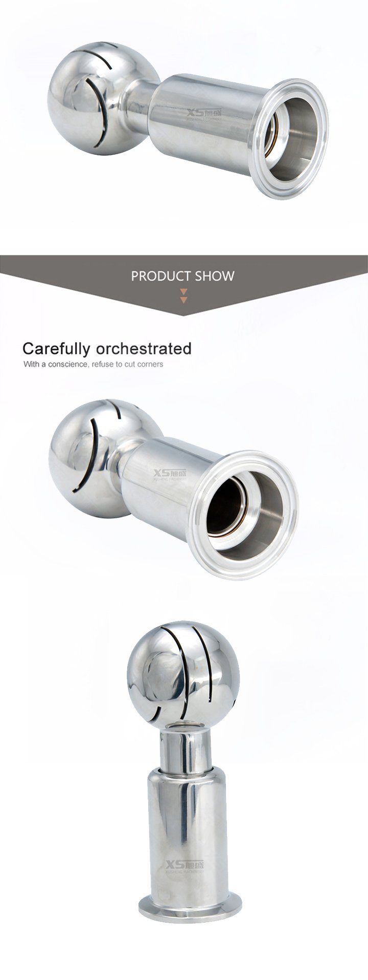 Aço inoxidável SS304 tri braçadeira auto rotativa bola de pulverização