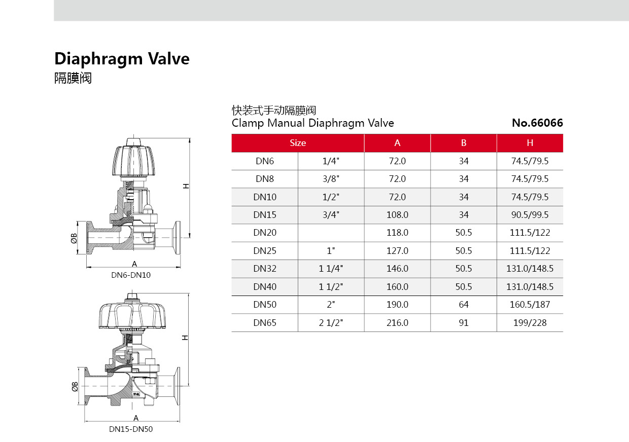 V&aacute;lvula de diafragma de a&ccedil;o inoxid&aacute;vel sanit&aacute;ria
