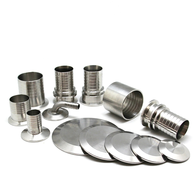 Adaptador de mangueira de encaixe de tubo sanitário com três braçadeiras