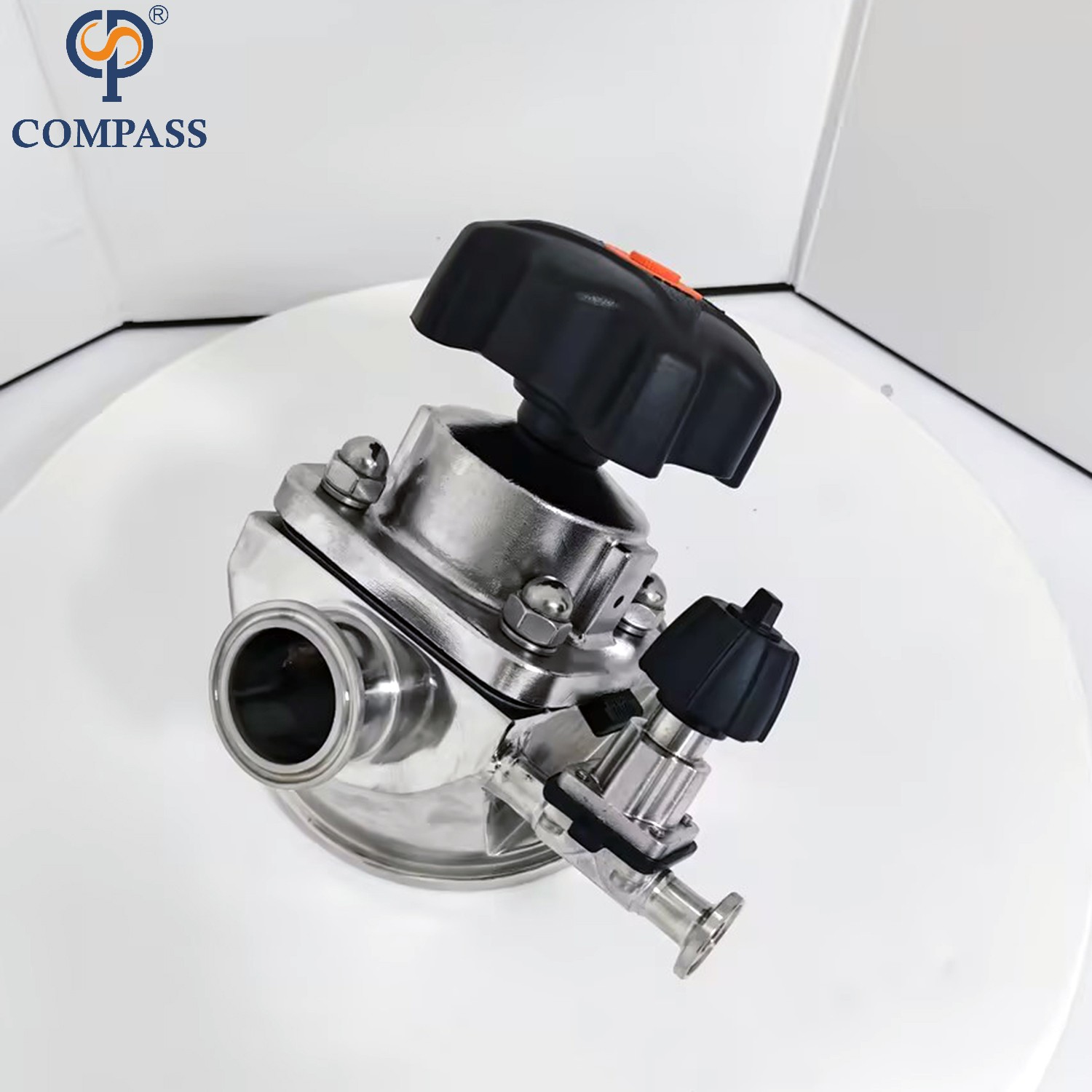 Válvula de controle sanitária de aço inoxidável, 1.5 polegadas, ss316l, sms, braçadeira manual, válvula de diafragma inferior do tanque com diafragma de epdm e ptfe