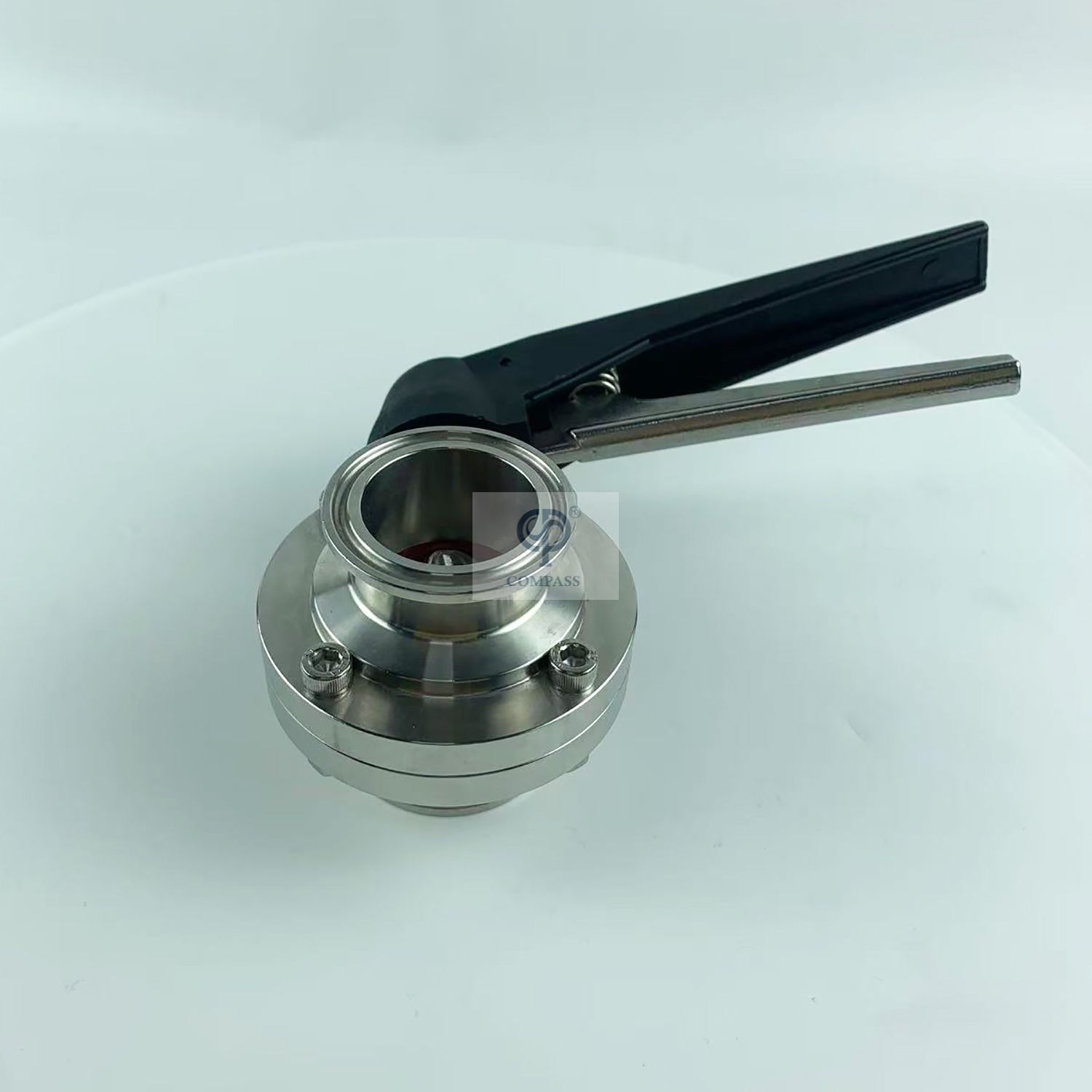 Válvula borboleta de braçadeira manual TC64MM SMS com alça de bico de pato de plástico