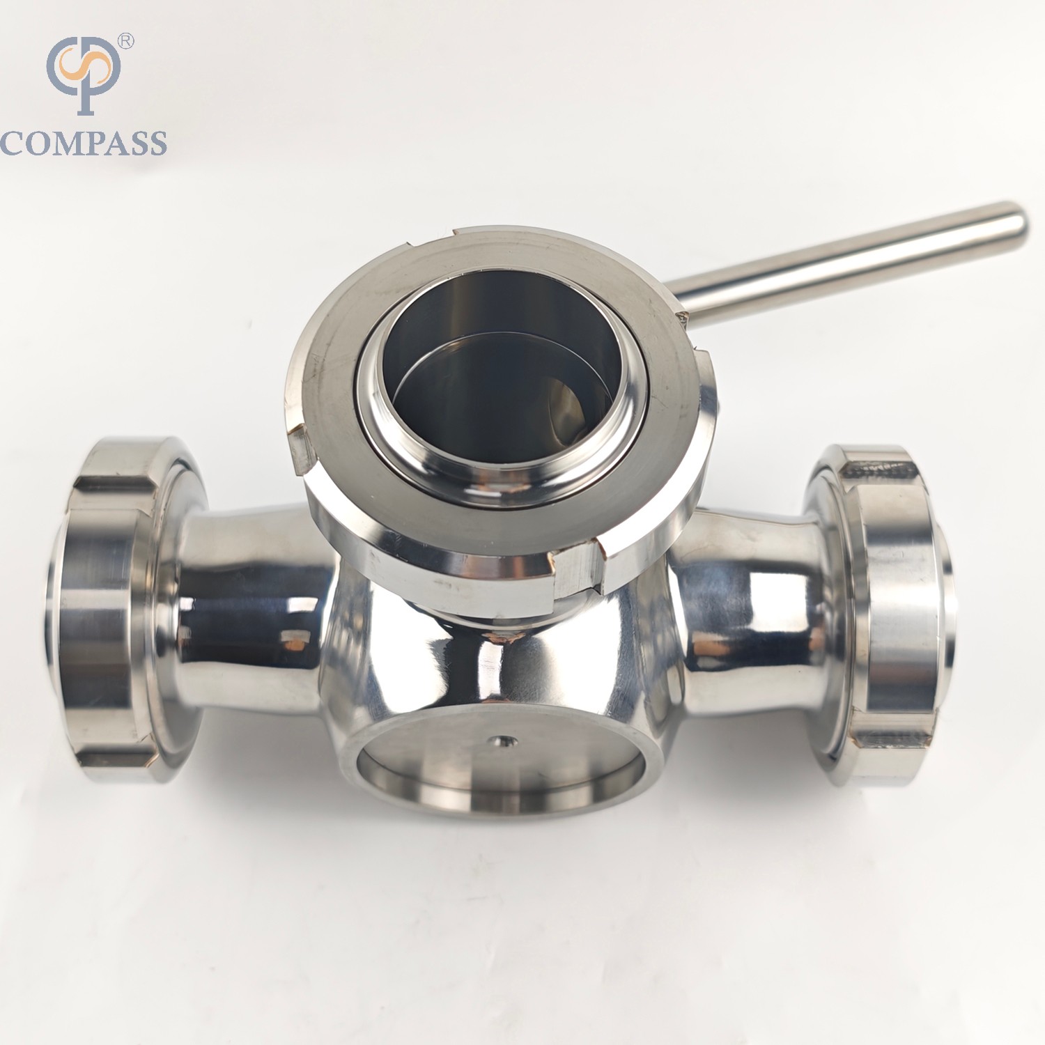 Aço inoxidável sanitário SS304 DN50 Union T-port três maneiras de válvulas de plug de plug