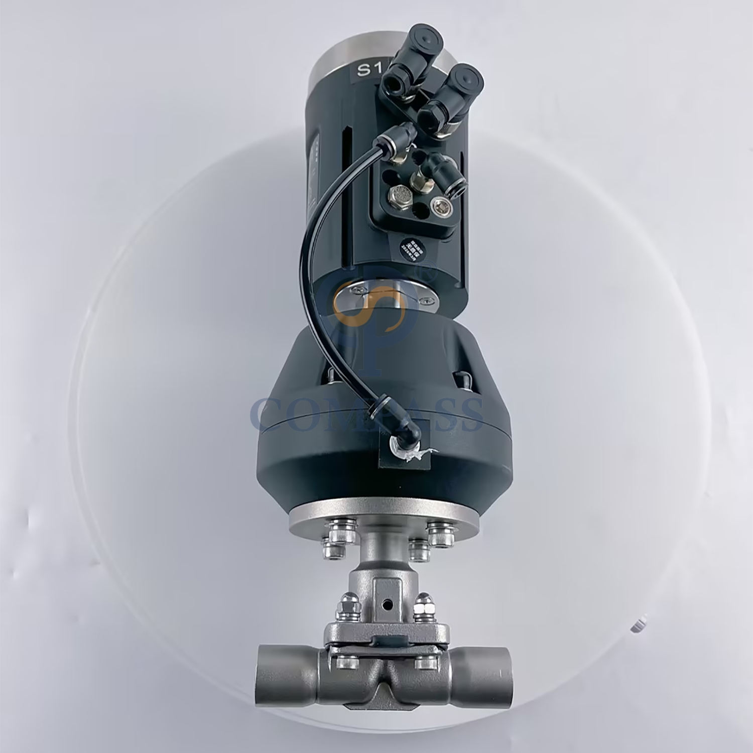 Válvula de diafragma reta pneumática de plástico ss316l com rosca npt de 1/2 unidades com cabeça de controle ptfe e diafragma dividido epdm