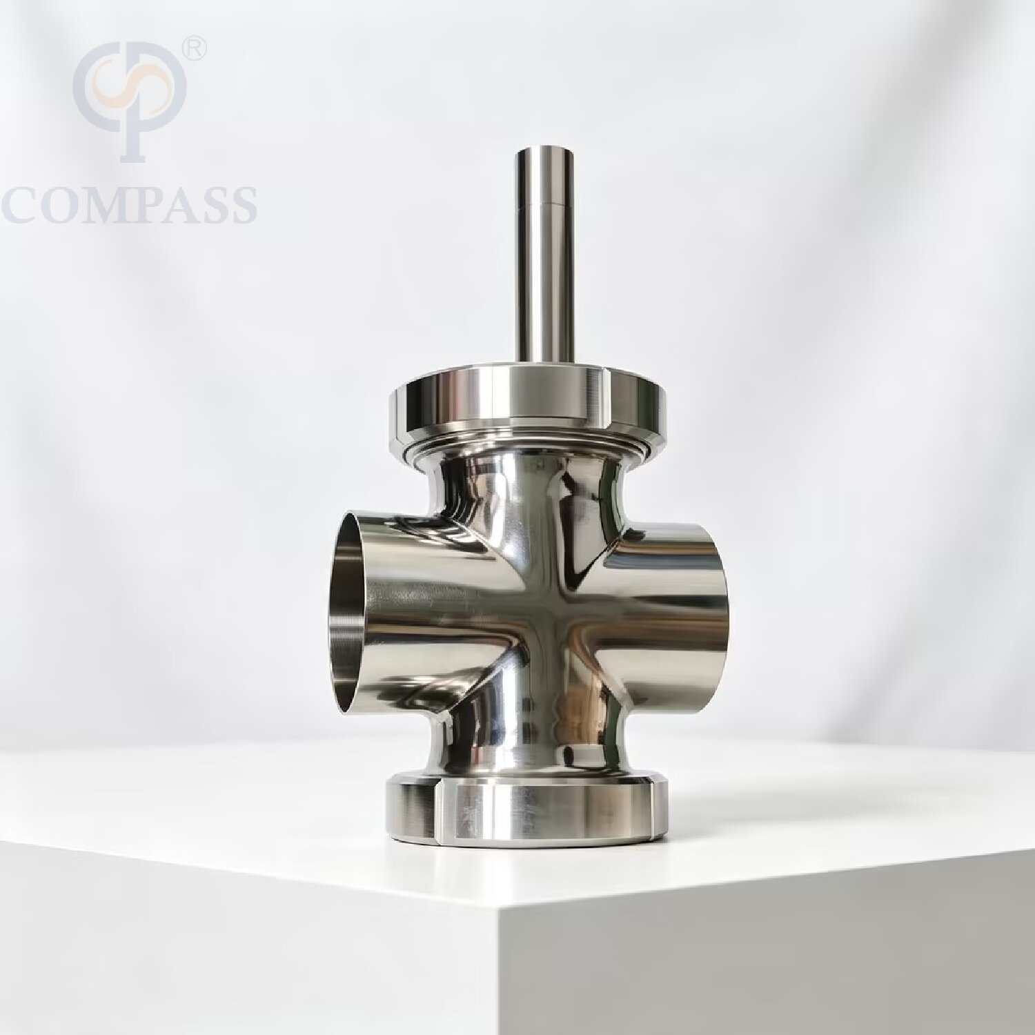 Vidro de vista transversal sanitário de qualidade alimentar DN50 SS304 Tipo União Solda Vidro de visão de quatro vias com luz para janela de observação de tubo