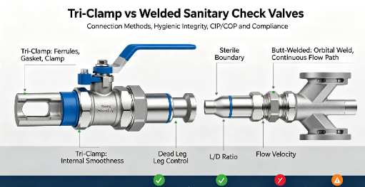 Válvulas de retenção sanitárias tri-clamp vs soldadas: como escolher a conexão certa