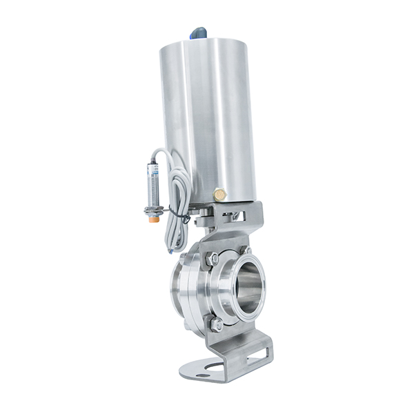 2 polegadas 50,8 mm higiênico higiênico aço inoxidável grau de alimento SS304 Válvula de borboleta pneumática com interruptor de proximidade 