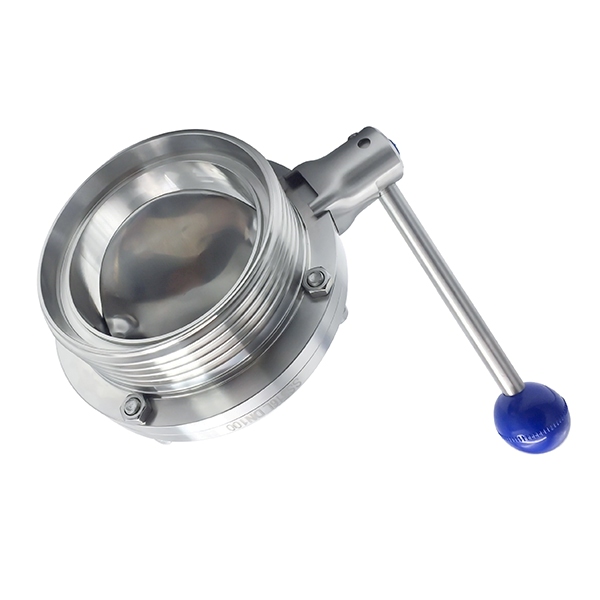 DN100 RD130 × 1/4 higiênico higiênico de aço inoxidável alimento SS304 DIN MANUAL MANUAL DO LINHA Válvula de borboleta com aço inoxidável
