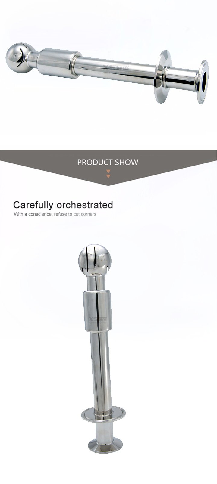 A&ccedil;o inoxid&aacute;vel SS304 Double Tri Bra&ccedil;adeira Rotary Tank Ball