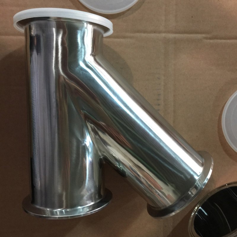 A&ccedil;o inoxid&aacute;vel sanit&aacute;ria de 45 graus Lateral Y Ty Thy com Bra&ccedil;adeira Tri