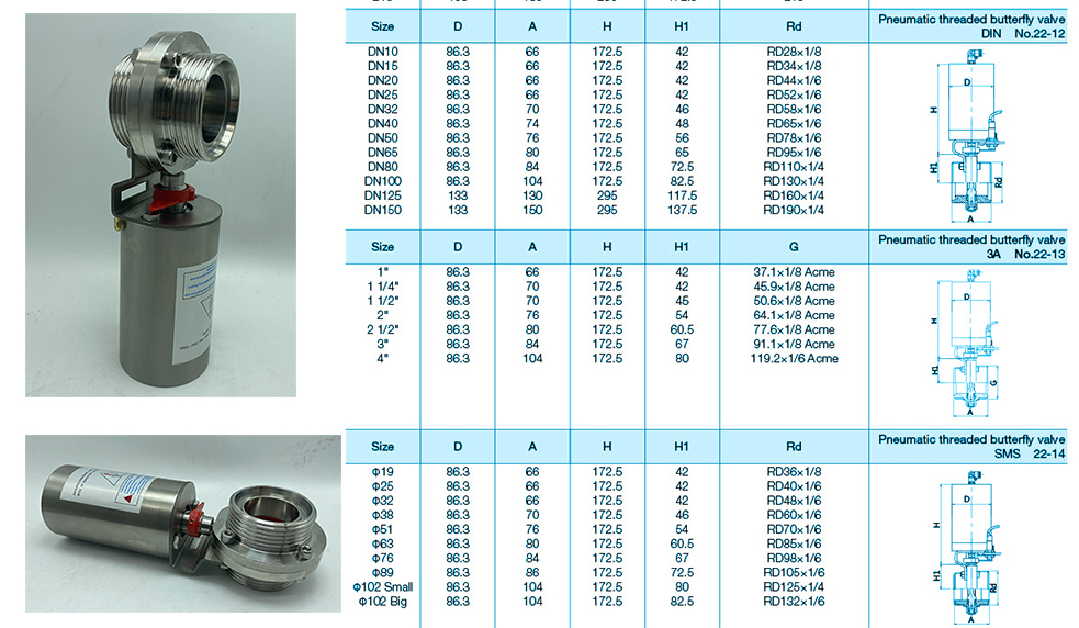 蝶阀 气动 螺纹