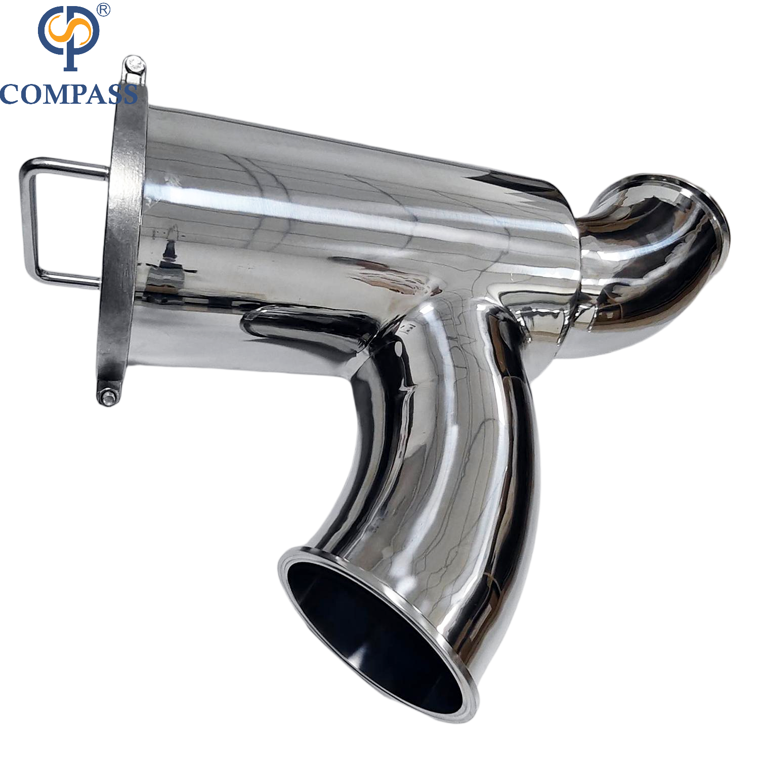 Bom preço 6 polegadas ss304 aço inoxidável sanitário 0.5 mícron sms premium braçadeira sem retenção tipo cotovelo filtro com esmalte espelhado