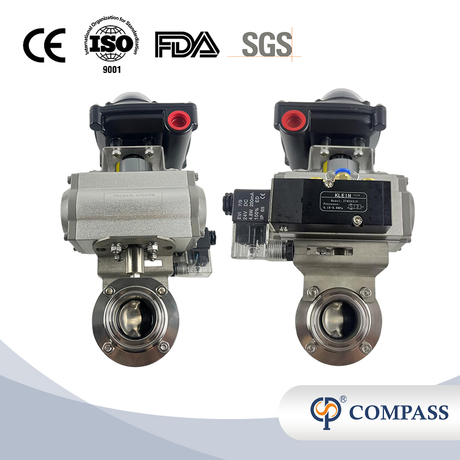 VÁLVULA DE BORBOLETA DE SOLDADURA PNEUMÁTICA DIN DE GRAU ALIMENTÍCIO SS304