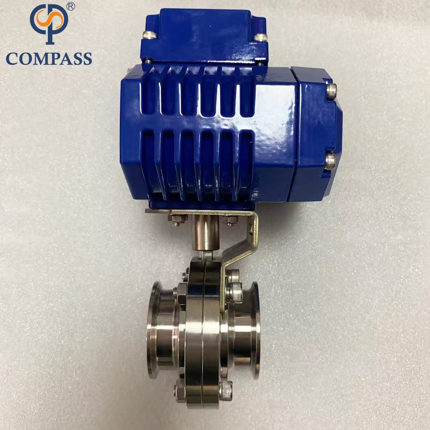 Válvulas borboleta SS304 de extremidade de tri aperto de 3 polegadas TC91MM com cabeça elétrica