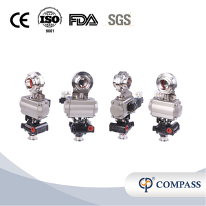 2 polegadas 51mm higiênico higiênico aço inoxidável grau de alimento SS304 SMS Válvula de borboleta pneumática com atuador pneumático +válvula solenóide +interruptor limite