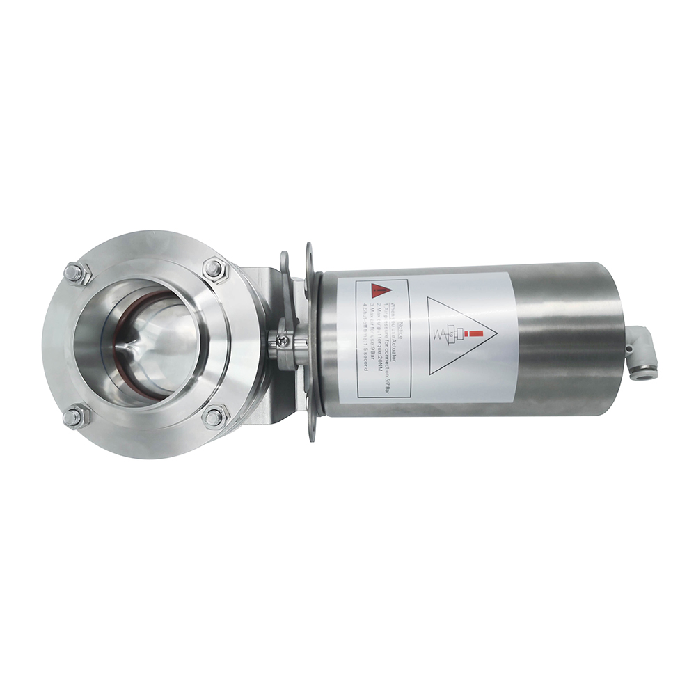 1/2 polegada 12,7 mm higiênica higiênica de aço inoxidável grau SS304 SMS Válvula de borboleta pneumática de 3 peças 