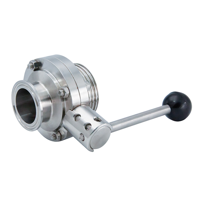 1/2 polegada de 12,7 mm higiênica higiênica de aço inoxidável grau SS316L SMS Manual Threadflel Butterfly Válvula com alça de tração redonda