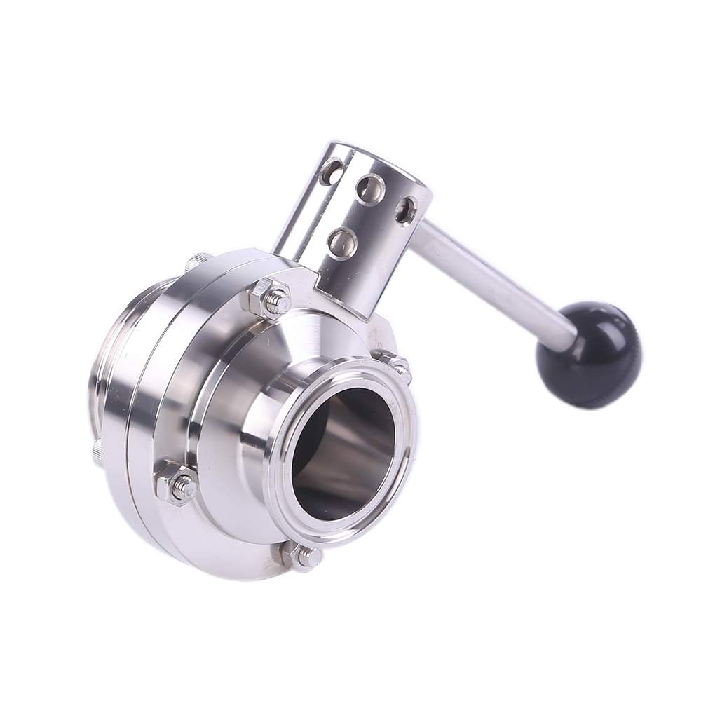 1 1/2 polegada de 38 mm higiênica higiênica de aço inoxidável grau SS316L SMS Manual Tri Cramp Válvula de borboleta com alça de tração redonda