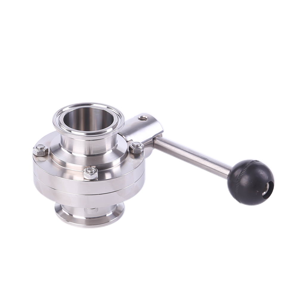 1 1/2 polegada de 38 mm higiênica higiênica de aço inoxidável grau SS316L SMS Manual Tri Cramp Válvula de borboleta com alça de tração redonda