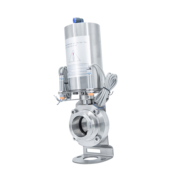 2 polegadas 50,8 mm higiênico higiênico aço inoxidável grau de alimento SS304 Válvula de borboleta pneumática com interruptor de proximidade 