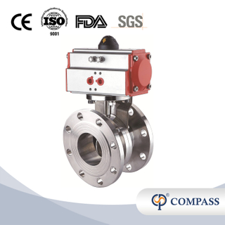 1/2 polegada 12,7mm higiênico higiênico de aço inoxidável grau de aço SS304 Válvula de borboleta flangeada pneumática com atuador pneumático 