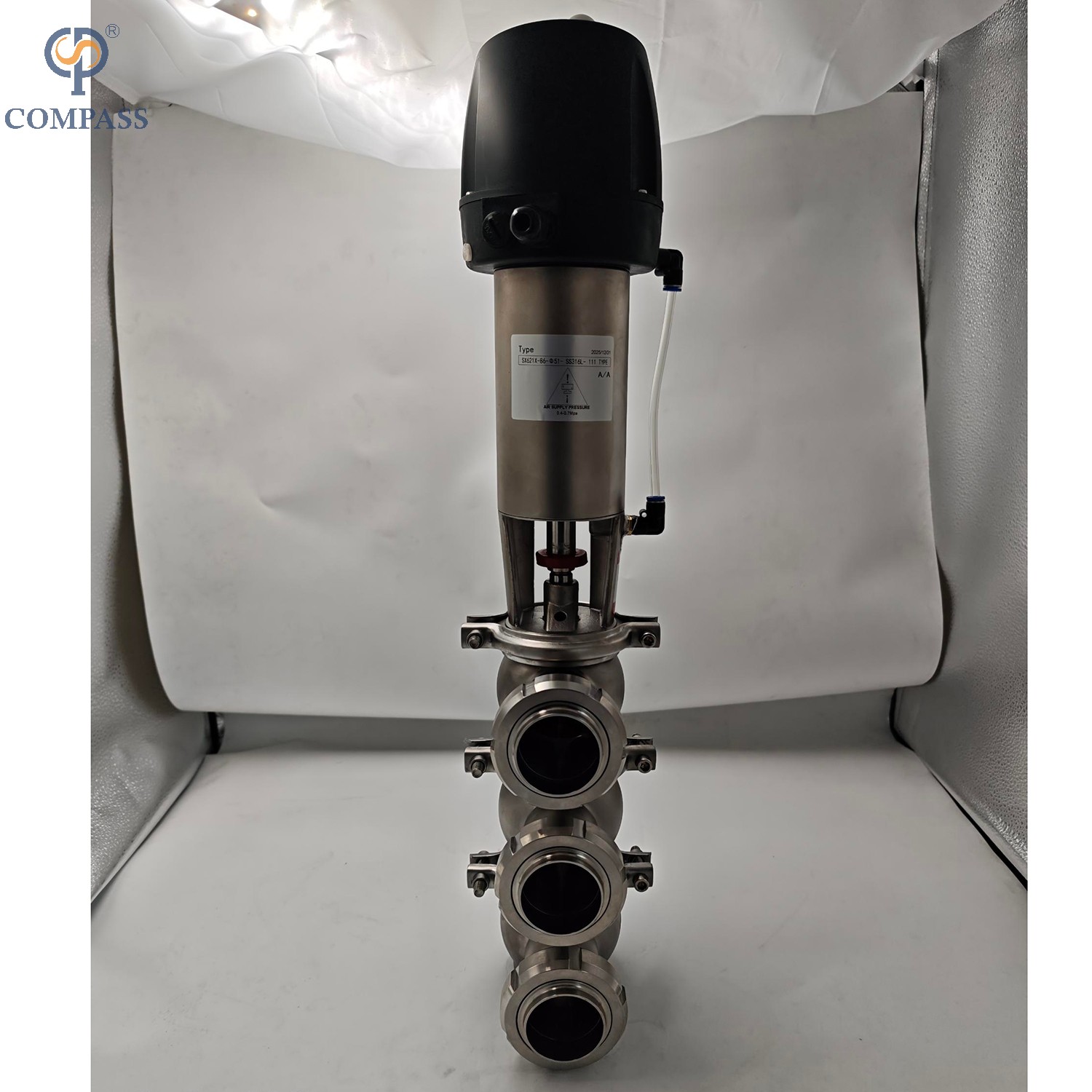 VÁLVULA DESVIADORA DE UNIÃO PNEUMÁTICA TIPO SS316L 111 (NC)