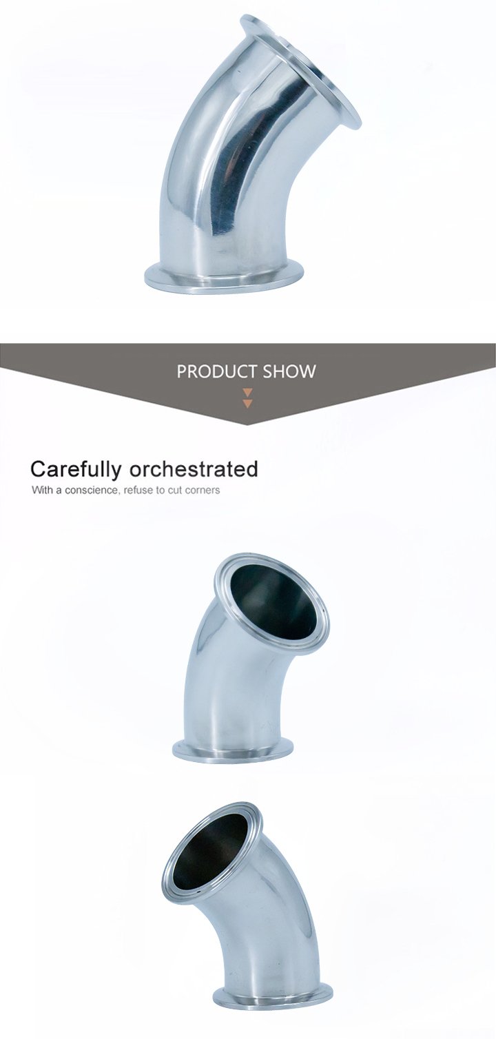 SS316L A&ccedil;o Inoxid&aacute;vel Sanit&aacute;ria Clamping 45 graus Cotovelo Bend