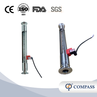 Rotemeter sanitário do tubo de vidro SS304/medidor de vazão do rotor de vidro com alarme
