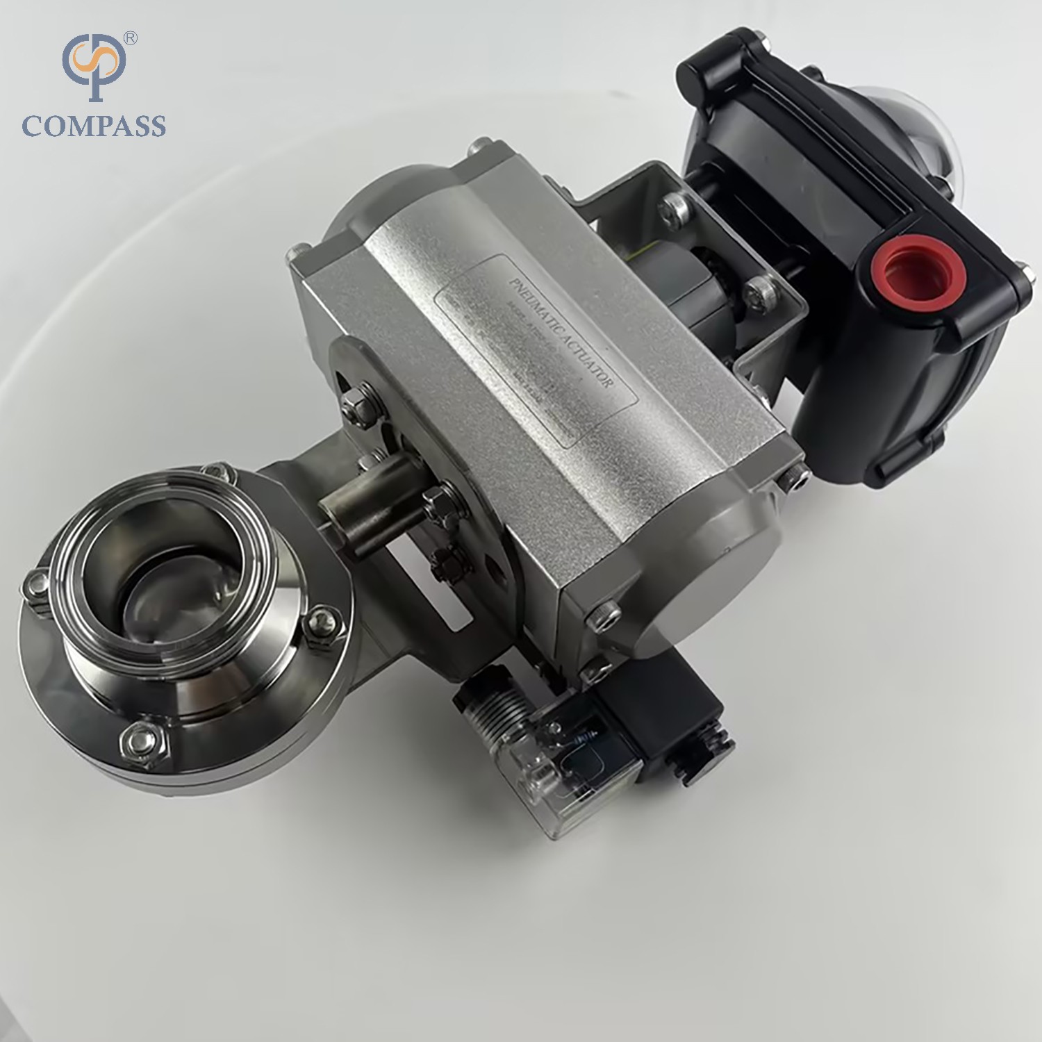VÁLVULA DE BORBOLETA DE SOLDADURA PNEUMÁTICA DIN DE GRAU ALIMENTÍCIO SS304