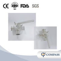 Alta qualidade 38.1mm de aço inoxidável sanitário ss304 sms forjamento manual virola final três maneiras válvula plugue t-port com silicone oem