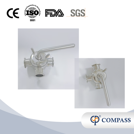 Alta qualidade 38.1mm de aço inoxidável sanitário ss304 sms forjamento manual virola final três maneiras válvula plugue t-port com silicone oem