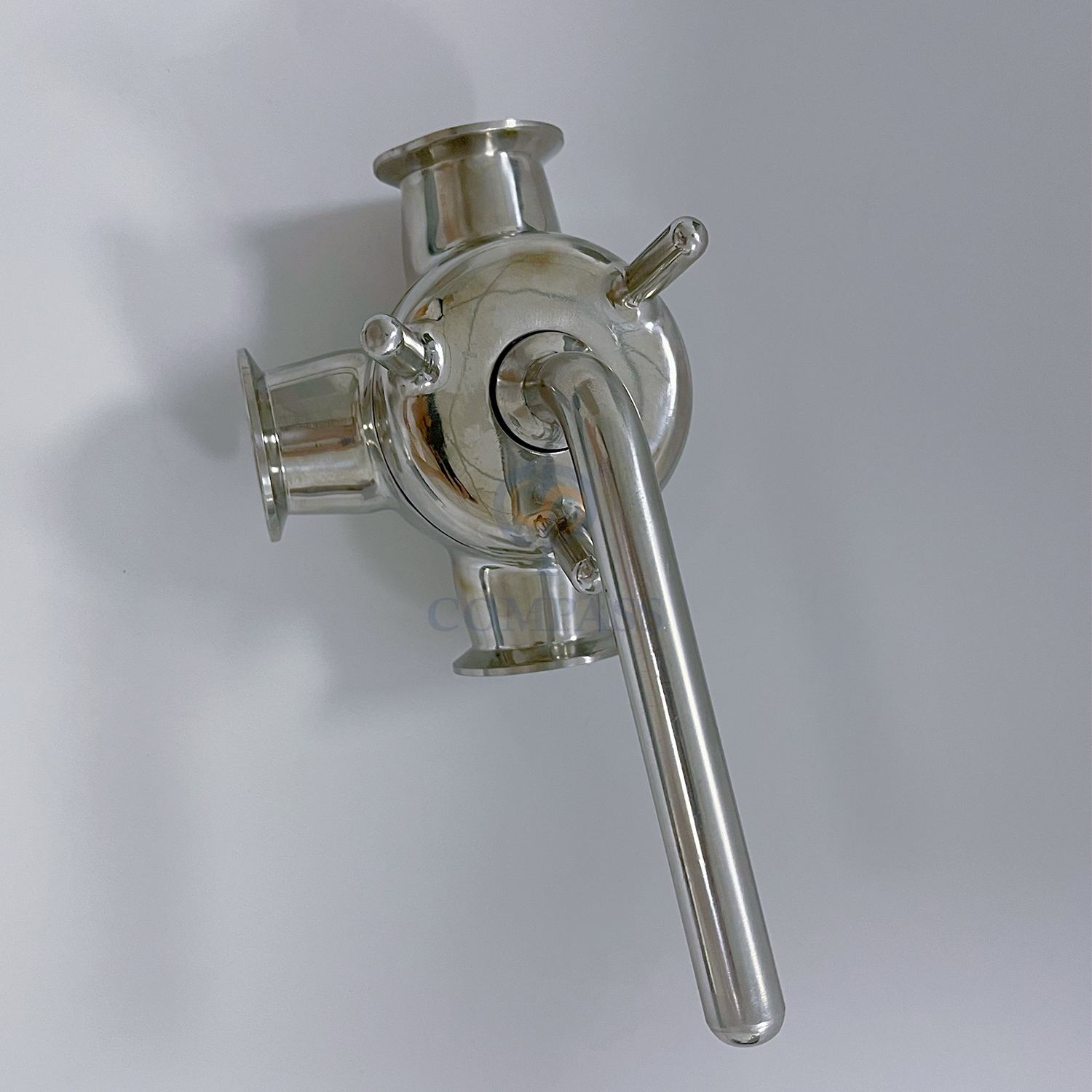 Alta qualidade 38.1mm de aço inoxidável sanitário ss304 sms forjamento manual virola final três maneiras válvula plugue t-port com silicone oem