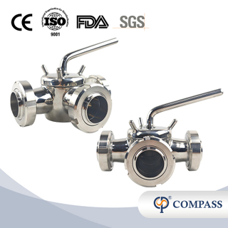 Aço inoxidável sanitário SS304 DN50 Union T-port três maneiras de válvulas de plug de plug