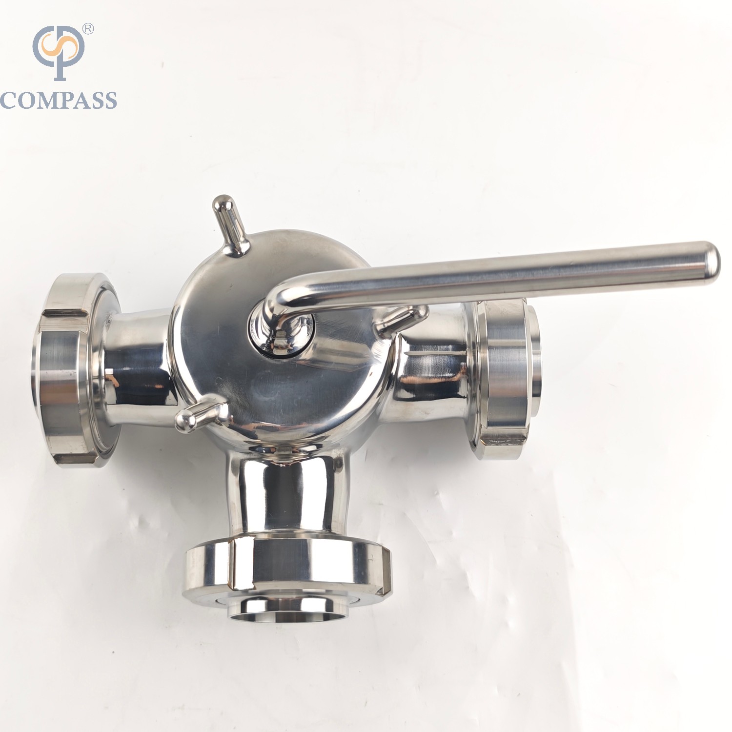 Aço inoxidável sanitário SS304 DN50 Union T-port três maneiras de válvulas de plug de plug