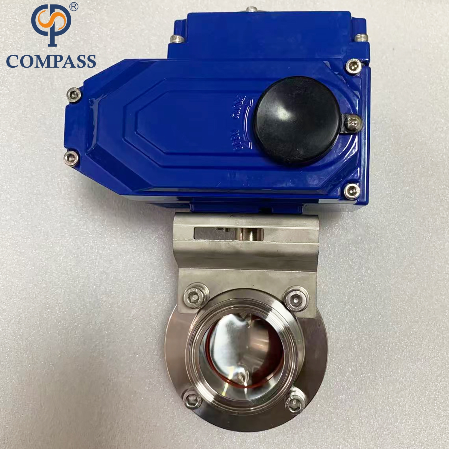 Válvulas borboleta SS304 de extremidade de tri aperto de 3 polegadas TC91MM com cabeça elétrica