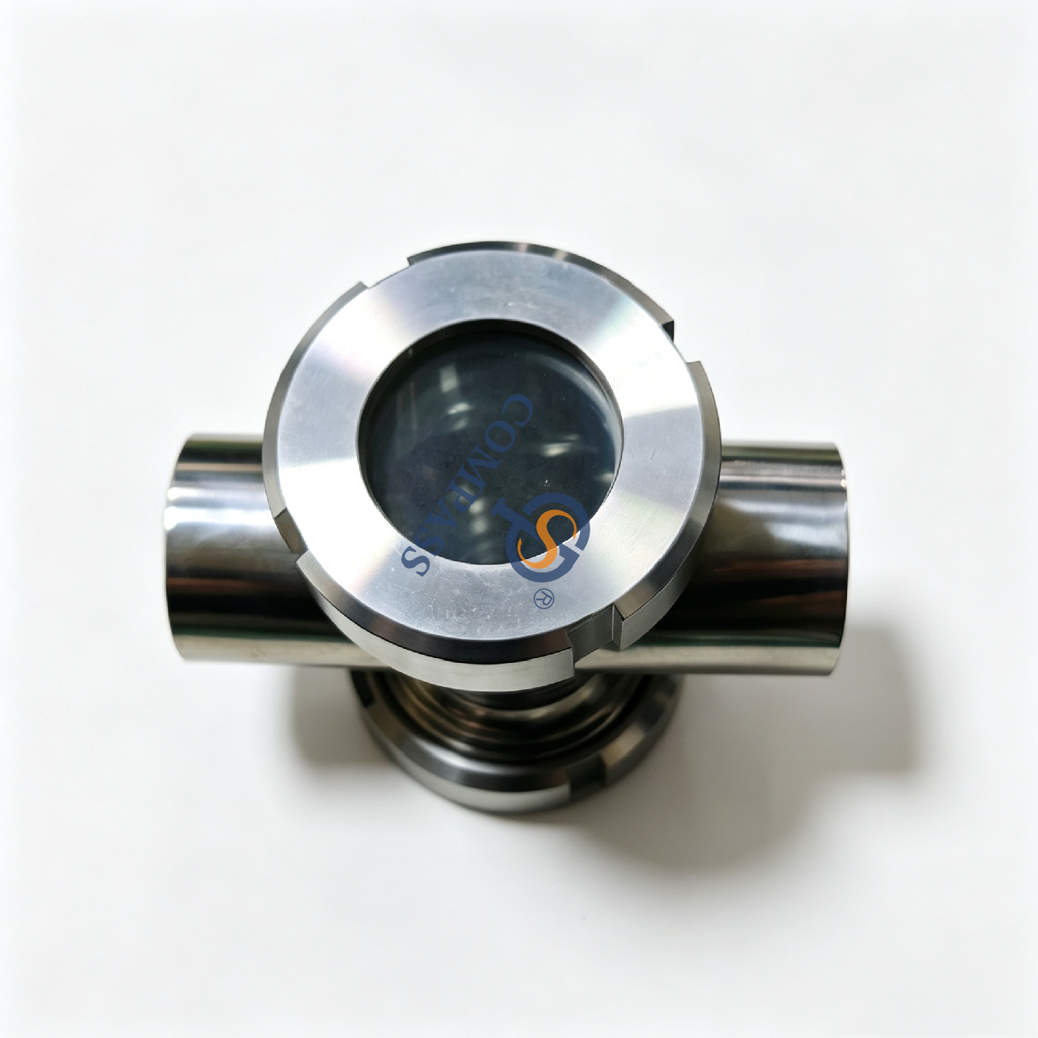 DN40 SS304 em linha de aço inoxidável estéril quatro maneiras cruzam o vidro de vista para o tanque