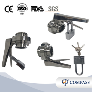 2 polegadas 51mm higiênico higiênico aço inoxidável grau de alimentos SS304 SMS Manual Tri Clamp Butterfly Válvula com veado Viton