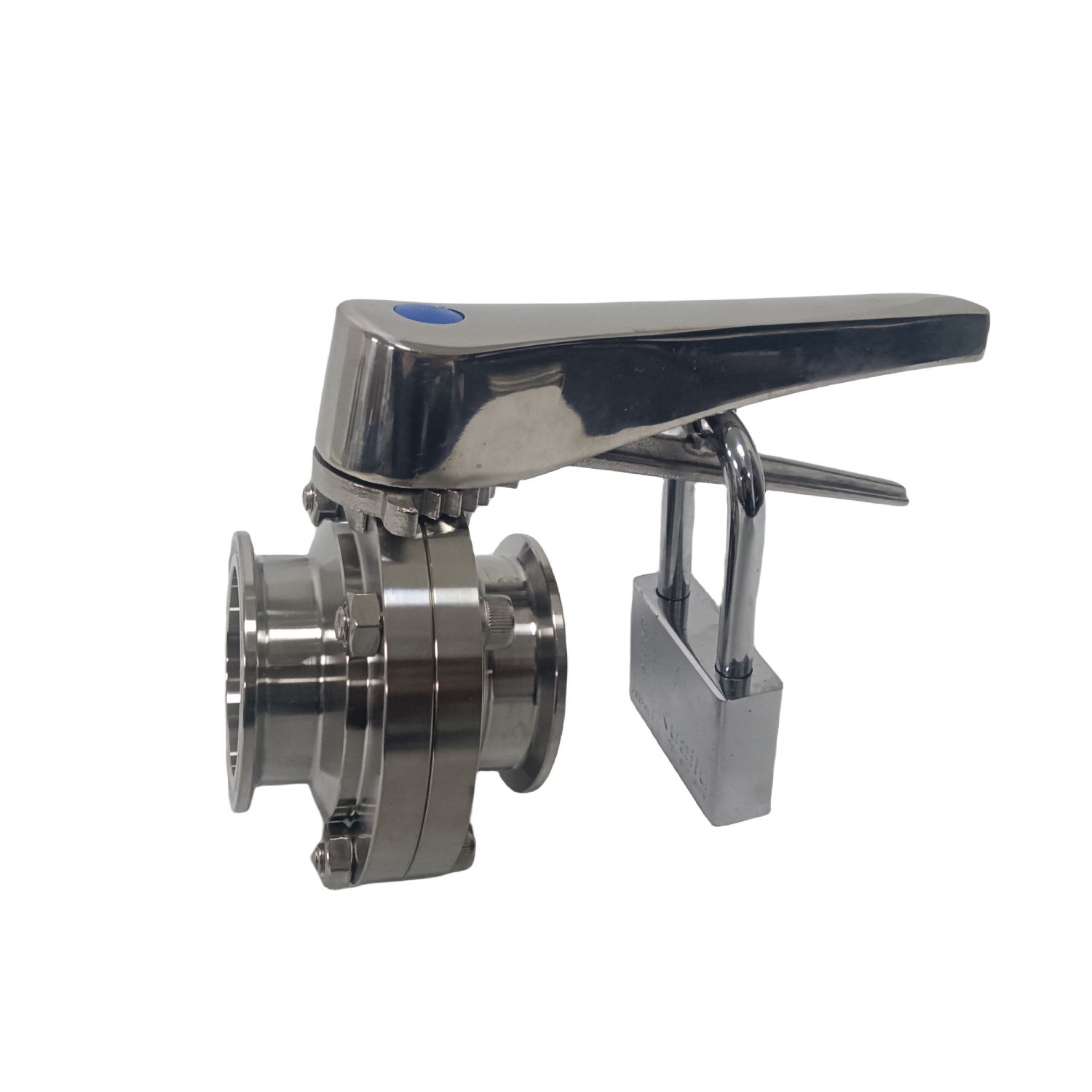 2 polegadas 51mm higiênico higiênico aço inoxidável grau de alimentos SS304 SMS Manual Tri Clamp Butterfly Válvula com veado Viton