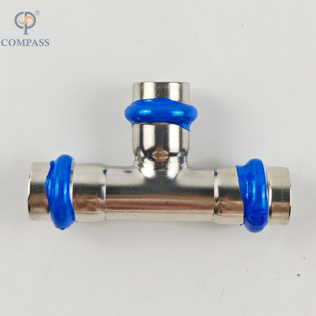 DN15 Aço inoxidável sanitário SS304 Equal Tee Press Fitting