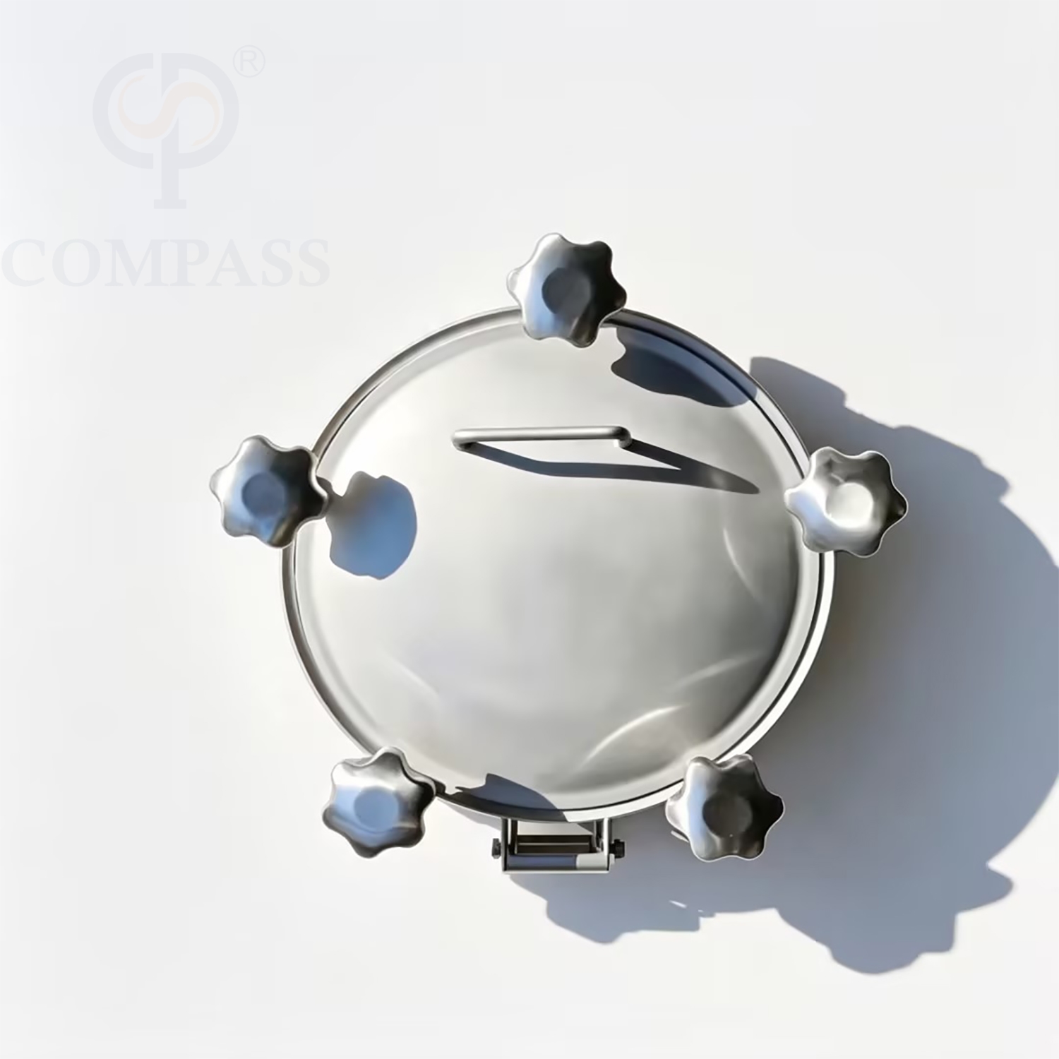 Tampa higiênica de qualidade alimentar premium 350mm aisi316l od 306mm para tanque de pressão redonda externa com cinco alças m12 ss