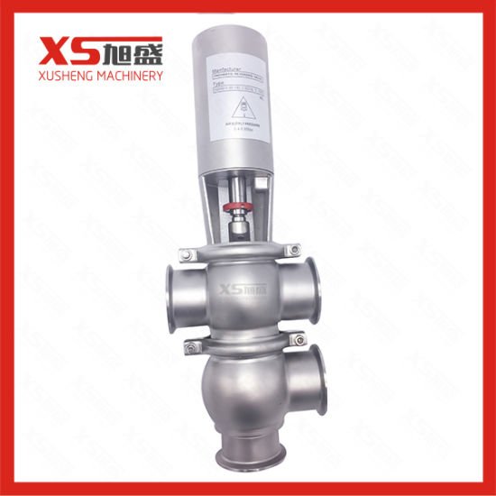Válvula de desvio de fluxo pneumática higiênica de aço inoxidável SS304