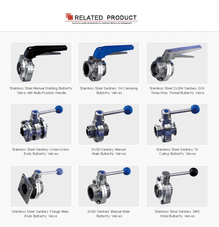 A&ccedil;o inoxid&aacute;vel SS304 TC Triclamp V&aacute;lvula Butterfly
