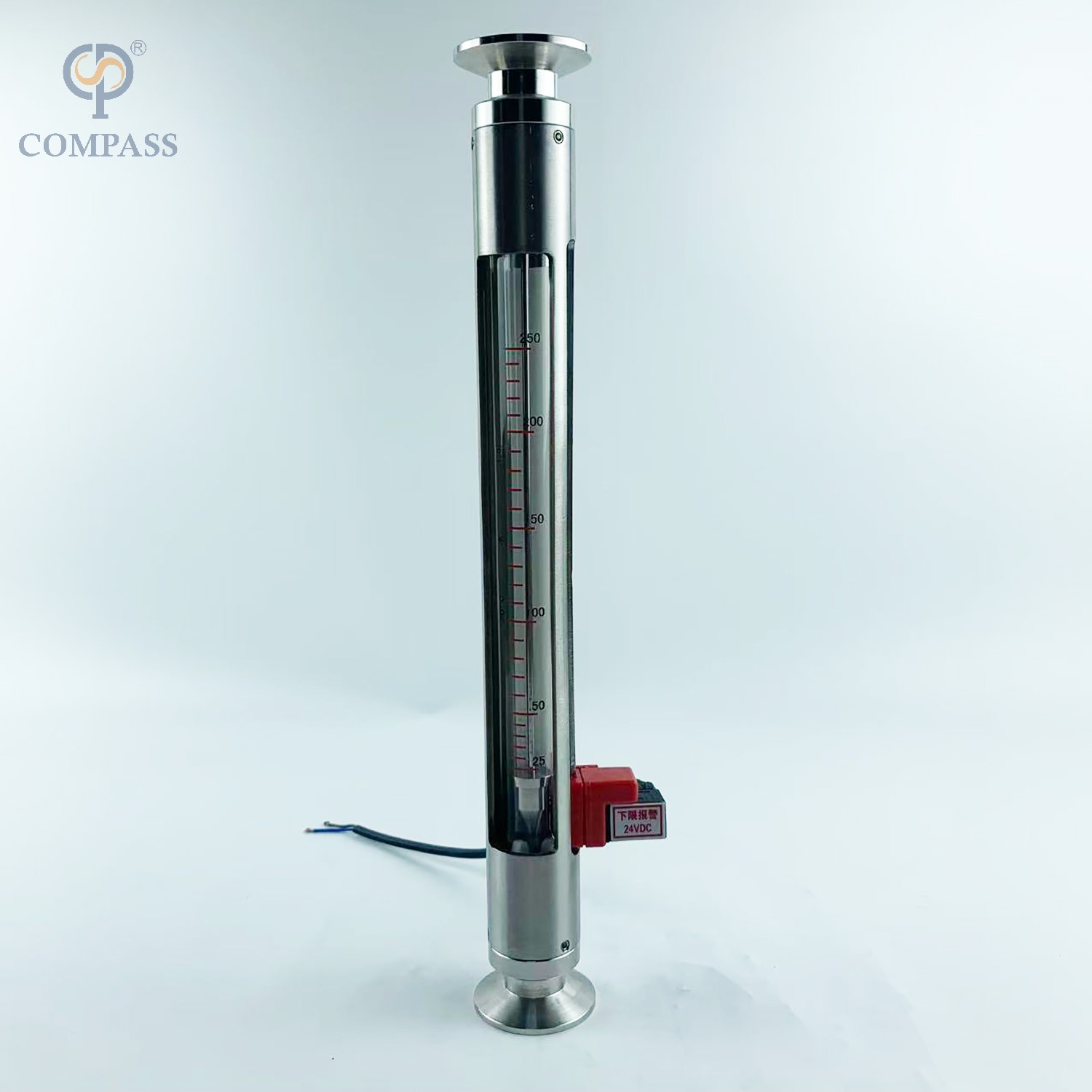 Rotemeter sanitário do tubo de vidro SS304/medidor de vazão do rotor de vidro com alarme