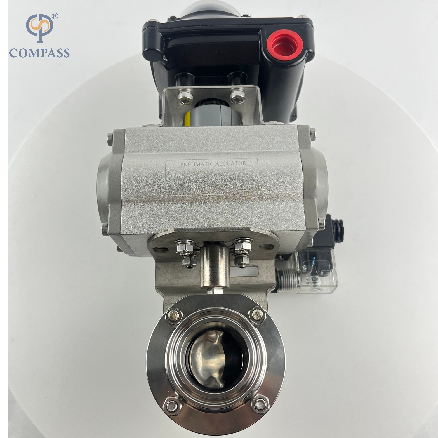 VÁLVULA DE BORBOLETA DE SOLDADURA PNEUMÁTICA DIN DE GRAU ALIMENTÍCIO SS304