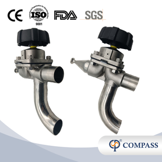 1-1/2 polegada × 1/2 polegada de alta qualidade higiênica de aço inoxidável SS316L SMS Manual SMS Tipo de cotovelo de três vias diafragma vavle 