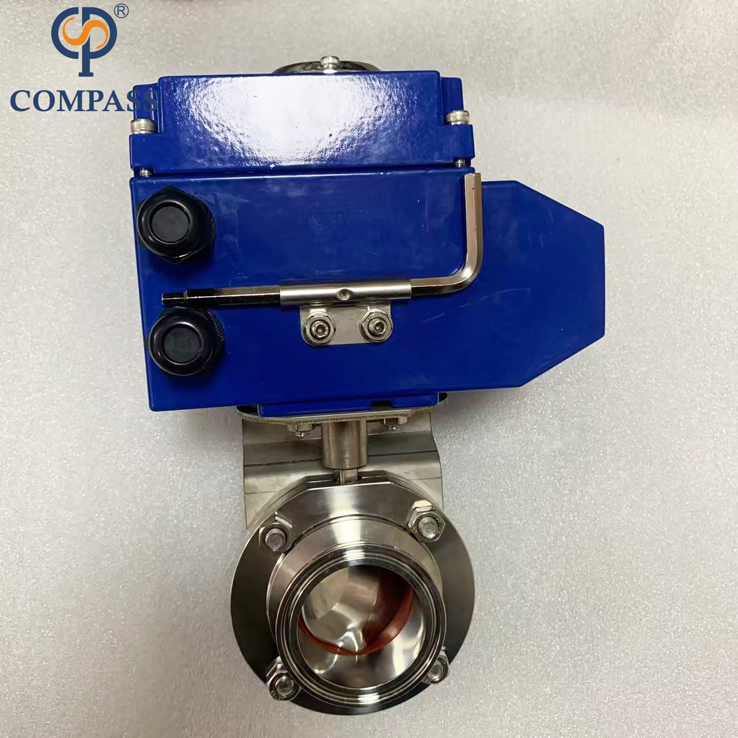 Válvulas borboleta SS304 de extremidade de tri aperto de 3 polegadas TC91MM com cabeça elétrica